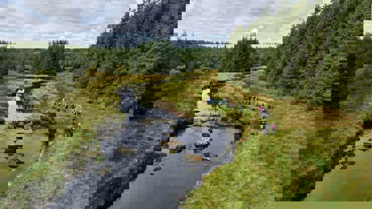 Hikers walking around Lough Derg