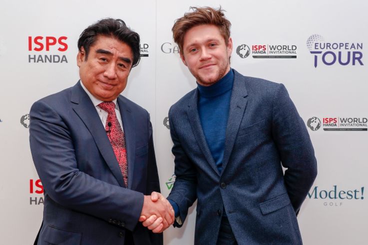 ISPS HANDA Founder and Chairman, Dr Haruhisa Handa with Modest! Golf Management owner and ISPS HANDA Ambassador, Niall Horan 